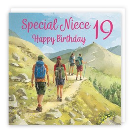 Hunts England - 19th Niece Walking Birthday Card - Milo's Gallery - Age 19 Walkers Fun Birthday Card For Niece - Birthday Card For 19 Year Old Hiking Fan - Age Nineteen