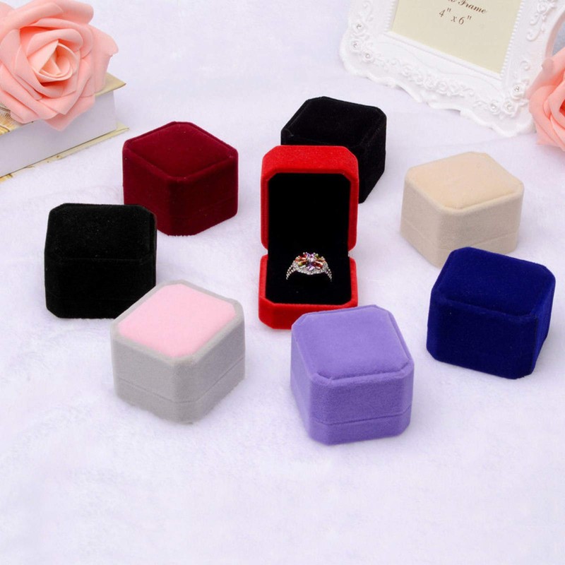Velvet Finish Jewelry Box, Engagement Wedding Earrings Ring Pendant Display