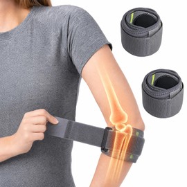 2 PCS Codera Ajustable, Codo de Tenista, Codera para Tendinitis, Aliviar el Dolor del Codo, Soporte Óptimo para Codos, Transpirables, Resistentes para Deporte (2 PCS Gris)