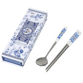 Ruilogod Casa-J Ceramic Flower Pattern Handle Spoon Chopsticks 2 in 1 (id: 168 1ac e7c 5c3 7fa, Small, 1681ace7c5c3f7faf4a78540d46247