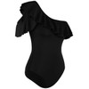 Hilor Women's One Piece Swimsuits One Shoulder Swimwear Asymmetric Ruffles