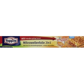 Toppits 2 in 1 Mikrowellenwellen- und Frischhaltefolie, 15 Meter, Breite 32.4 cm, Transparent