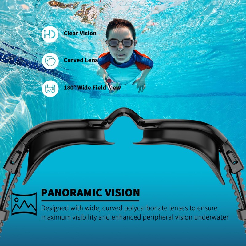 BEEWAY Kids Swimming Goggles 6-14 | GOK8300C1L1 | All Black,