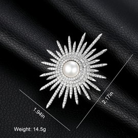 Sunflower Brooches and Pins for Women Cubic Zirconia Flower Brooch for Clothes Sunflower Rhinestone Brooch Pins Floral Pin Clip Lapel Crystal Jewelry (silver)