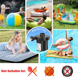 KAR4KLEANER Air Pump Electric Air Pump for Inflatables Air Mattress Pump with 3 Nozzles Inflator Deflator for Air Beds Swimming Ring Inflatable Pool Toys 110V AC/12V DC (50W)