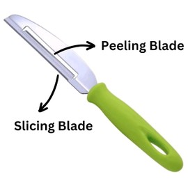 Fruit Peeler Cutter Vegetable Knife Double Blade Stainless Steel for Kitchen/Cut Slice and Peeling Knives for Chef 4 inches (Double Blade Green)