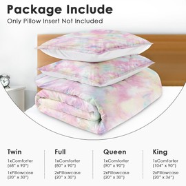 Nesphy Tie Dye Twin Comforter Set, Unicorn Galaxy Colorful Bedding Set 2 Piece, All Season Soft Toddlers Children Adults Bedroom Bed Decoration Comforter and 1 Pillow Shams