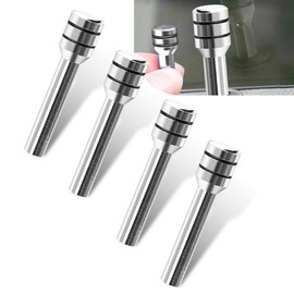 Nomocale Pack-4 Car Door Lock Knobs, 1.93" x 0.47" Alloy Smooth and Easy to Grip Rust-Proof Inner Door Alloy Decoration, Door Bolt Safety Status Door Lock Knob Buckle, Universal for Cars (Silver)