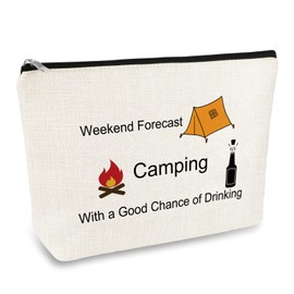 Happy Camper Gift for Women Camping Gift for Best Friend Sister Makeup Bag Camper Lover Vacation Christmas Birthday Graduation Gift RV Gifts For Campers Outdoors Travel Cosmetic Bag Girls Weekend Gift