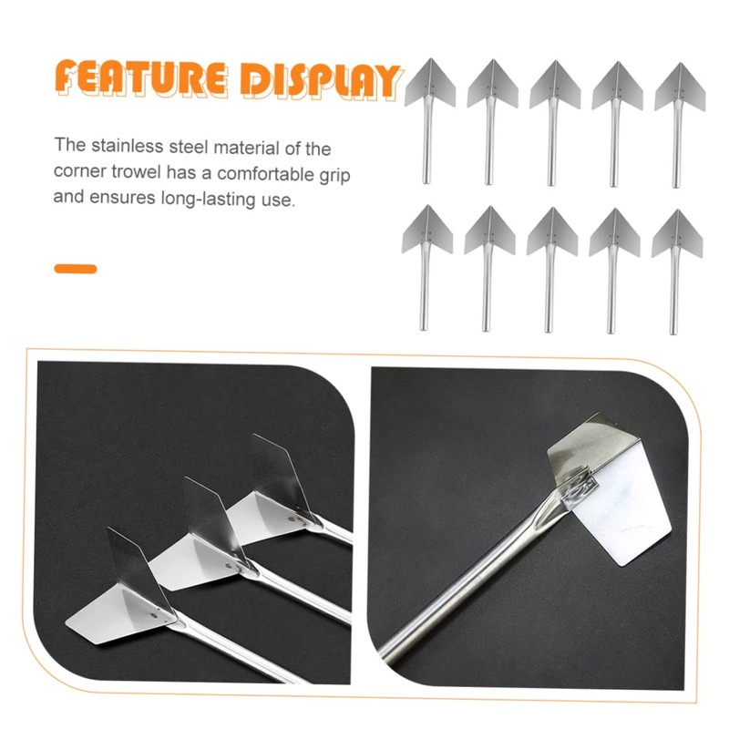 SHINEOFI 10pcs Stainless Steel Outside Corner Trowel Ergonomic Wall Repair