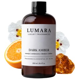 LUMARA | Aceite Aromático para Difusor Profesional | Inspirado en Zara | Aroma Ámbar Cálido con Naranja, Cardamomo, Lavanda y Vainilla | Para Microdifusión en Seco, Humidificador y Ultrasónico | 250 ml