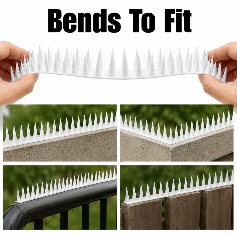 Bird Repellent Spikes for Outdoor Use - Bendable PP Deterrent