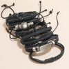 12PCS Braided Faux Leather Bracelet Set Multilayer Vintage Rock Style