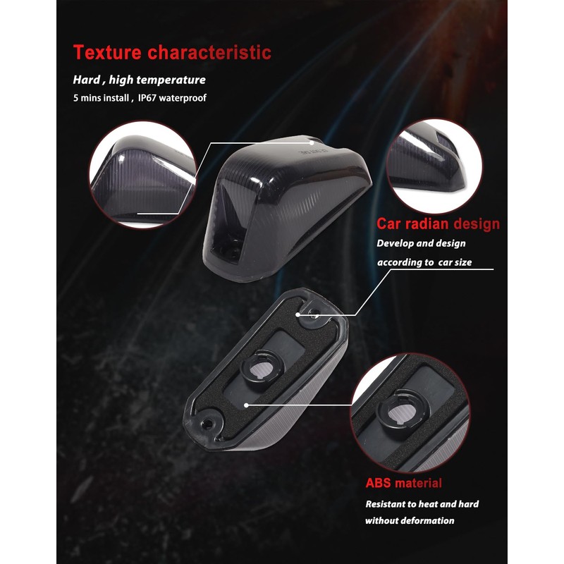 MODIPIM 5PCS Smoked Lens Front Roof Running Clearance Light Housings