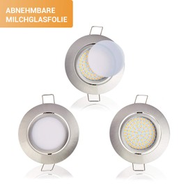 Ultra-flat, Recessed LED Spotlight, Great Design, Warm White, Cool White, 3.5 W, 230 V, Stainless Steel Look, Swivel-Mounted