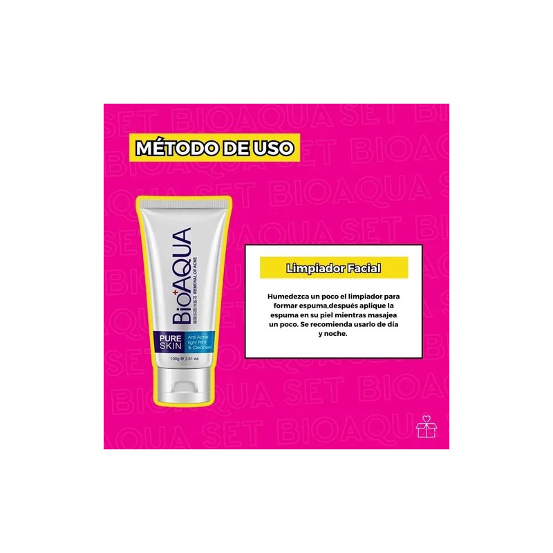Set De 3 Pure Skin Bioaqua Retira Acne Espinillas Grasa