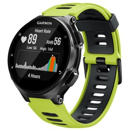 NotoCity Compatible with Forerunner 220 Watch Bands Black Buckle Sport Silicone Watch Strap Replacement for Forerunner 230/220/235/620/630/735XT and Approach S20/S5/S6 Smartwatch (Green-black)