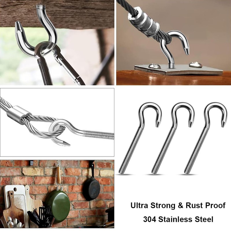 GZhaimai M6 Screw Hook 304 Stainless Steel Ring Screw Hook