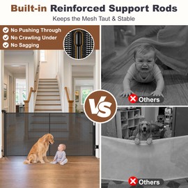 Reinforced 71" Wide Retractable Baby Gates, Prevent Crawling Under