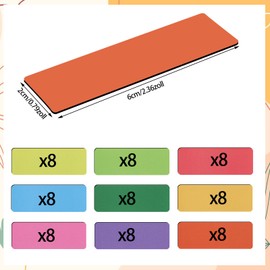 Pack of 72 Magnetic Strips, Writeable, 60 x 20 mm, Magnetic Signs for Labelling, Magnets, Whiteboard, Magnetic Labels, Reusable for Whiteboard, Refrigerator, Metal Cabinet (9 Colours)