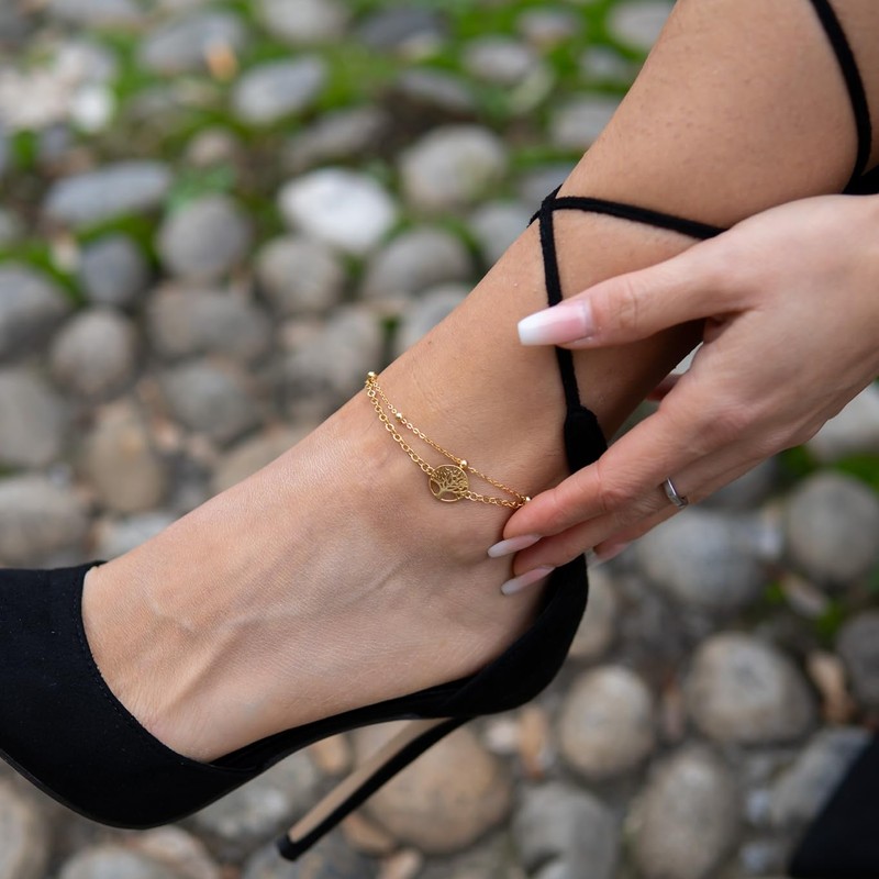 SERASAR Anklet for women, 925 sterling silver with 18 carat