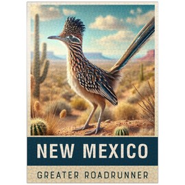 MyPuzzle State Birds Series: New Mexico, Greater Roadrunner - Premium 1000 Piece Jigsaw Puzzle for Adults