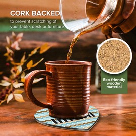 1 x Heart Coaster - Name Imani Blue Waves Geometry Zigzag Color Letter Lettering Initial Cork Backed MDF Glossy Tea Coffee Accessory #254650