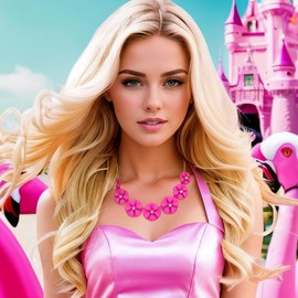 Ever Faith Hot Pink Flower Statement Necklace, Summer Holiday Arcylic Boho Floral Bib Choker Necklace for Women Girls