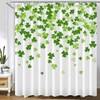 St. Patrick's Day Shower Curtain, Green Clover Leaf Irish Shamrock