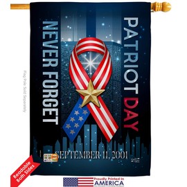 911 Never Forget House Flag Eagle Set Americana Patriot Day World Planet Peace Environment Awareness United State American Small Decorative Gift Yard Banner Double-Sided Made In USA 28 X 40