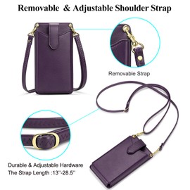 Small Crossbody Cell Phone Purse for Women, Shoulder Bag Wallet with RFID Credit Card Slots (Purple)
