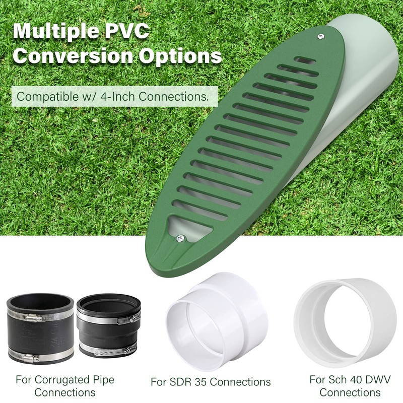 4 in. Green Angled Drainage Grate Yard Drain, Yard Drain