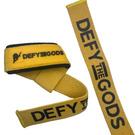 Defy The Gods Pull Wraps for Weightlifting, Cross-Training - Premium Quality Lasso Wrist Straps for Wrist Stability and Wrist Support in Strength Training, Pull Exercises (Yellow/Yellow)