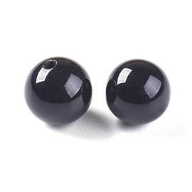 Fashewelry 100Pcs 6mm Natural Black Agate Round Gemstone Loose Beads Half Drilled Healing Chakra Polished Tumbled Stone Beads for Wire Wrapping Charm Jewelry Craft Making