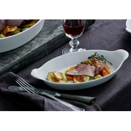 PILLIVUYT FRANCE, OVAL EARED PORCELAIN BAKER / DISH, 9.5" X 5.5", NEW