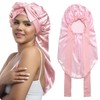 AWAYTR Long Satin Bonnet for Women - Double Layer Elastic