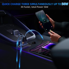 3 Ports 12V RV USB Outlet 56W, 1PCS Type-C PD3.0 Quick Charge & Dual USB-A QC3.0 Panel Wall Surface Mount, Automotive Car Multi-Port USB Socket Charger Adapter for RV Marine Boat Bus Camper ATV Truck