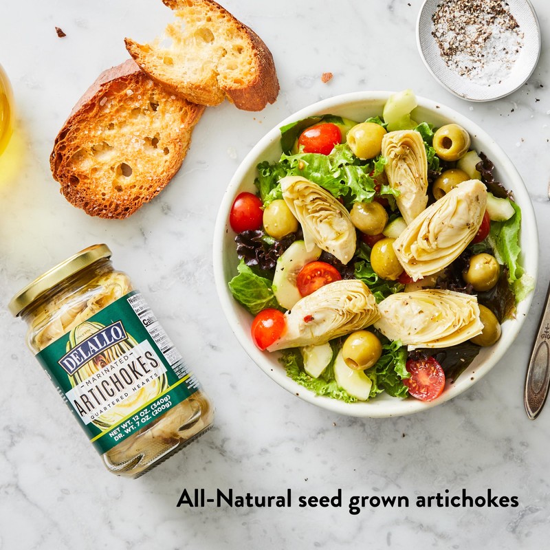 DeLallo Marinated Quartered Artichokes, 12 Ounce Jar, 3 Pack, All