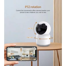Bawofu Home Security Camera, Tuya 3MP Indoor Pan-Tilt Smart Camera for Baby & Pet with Motion Tracking, 2-Way Audio, IR Night Vision, Siren, Compatible with Alexa & Google Home, 2.4GHz WiFi
