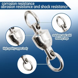 SINGMATOOLS Heavy Duty Ball Bearing Swivels High Strength Stainless Steel Solid Welding Rings Silver Nickel Swivels for Saltwater Freshwater Fishing (Size #9 (451lb) 20 PCS)