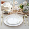 N9R 150PCS White Plastic Plates with Disposable Silverware Set, Gold