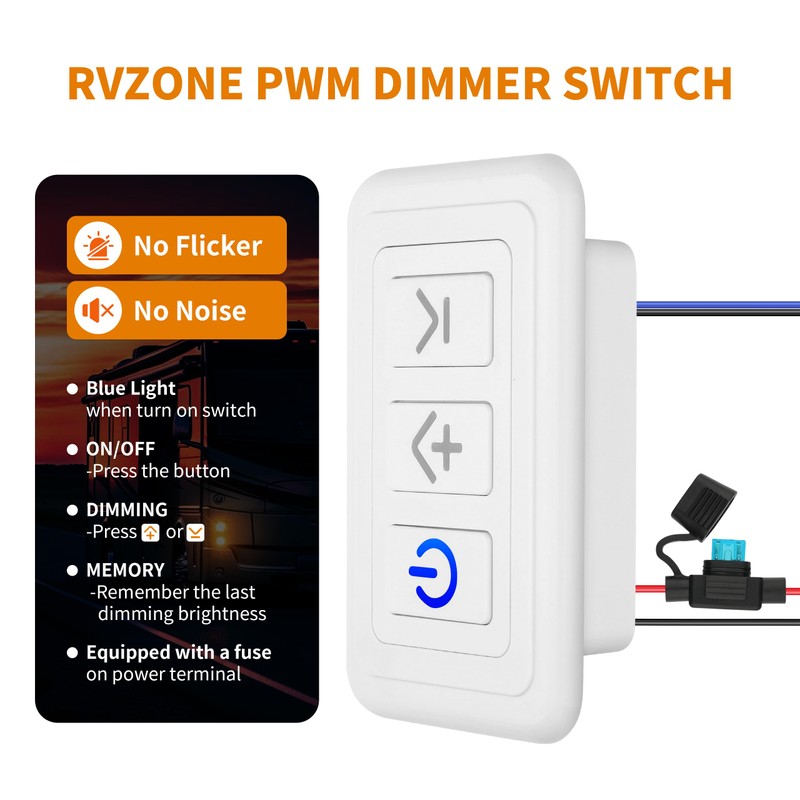RVZONE 12V Dimmer Switch | 12-24 Volt High Side PWM