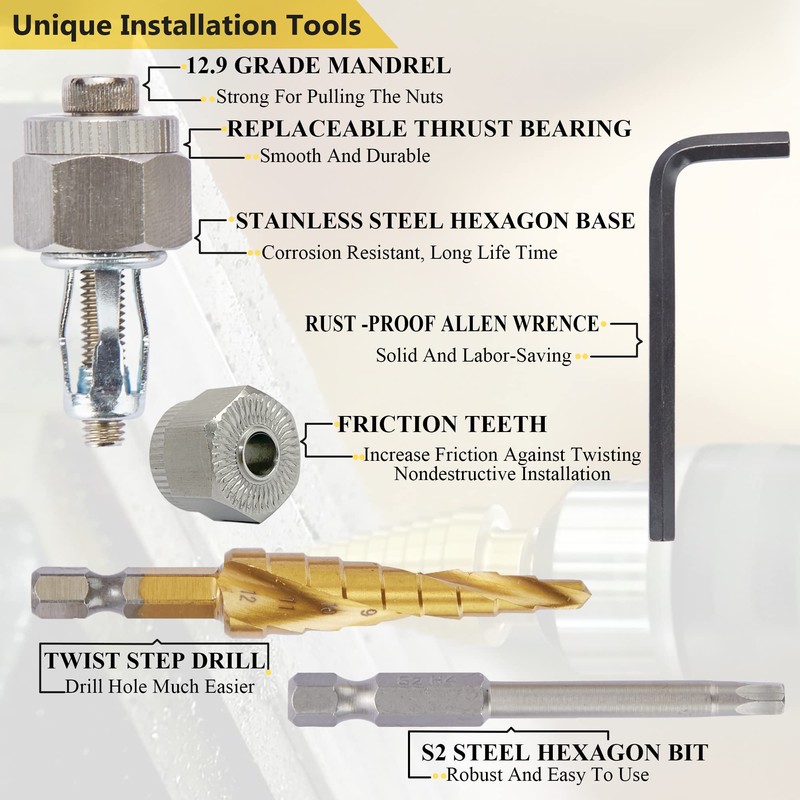 10-24 Jack Nut with Installation Tool Kit Threaded Insert Petal