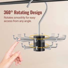 NiHome 2-Tier Rotatable Bra Hanger Organizer for Closet, 360°Rotating Tank Top Hanger, 2-Layer Max 48 Storage Capacity for Bras, Space Saving for Closet & Small Space Wood & Metal (2PCS, Silver/Black)