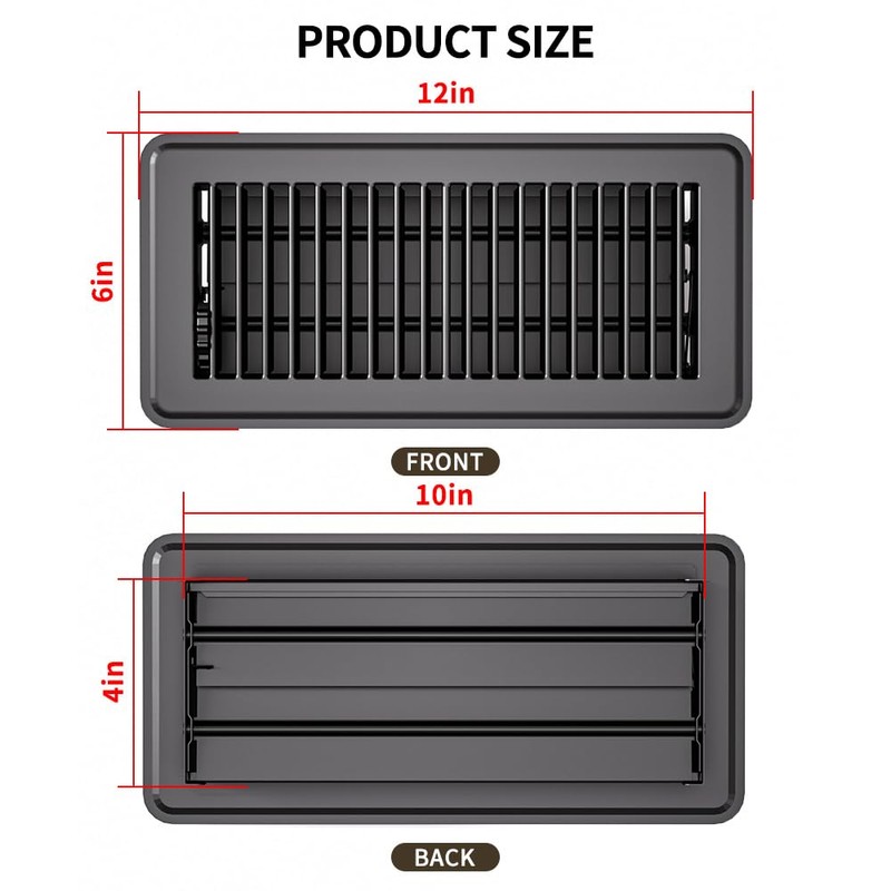FanGoFast Floor Register Dark Gray and Brown Premium Steel Easy