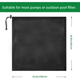 Hecaty 12.2"x 15.9" Large Pump Barrier Bag, Pond Pump Filter Bag, Black Media Bag Large Pump Nylon Mesh Bag for Pond Swimming Pool Filters(Black) (12.2"x 15.9")