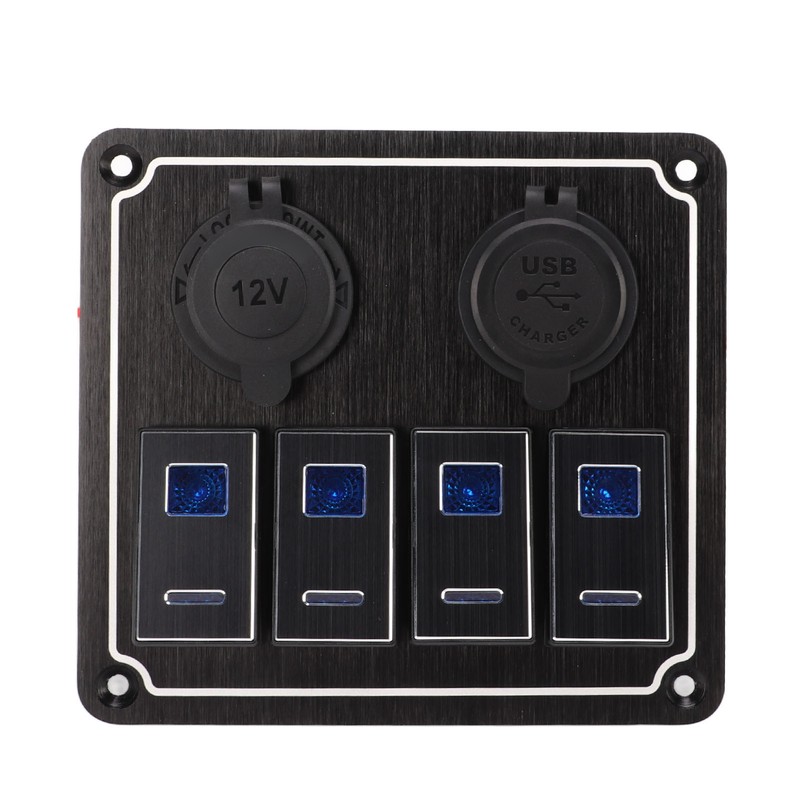 Rocker Switch Panel 4 Gang 12‑24V 5 Pin Blue Light