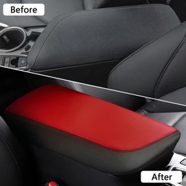 BoxCheer Center Console Cover for Toyota Camry 2018-2023 2024 Microfiber Leather Armrest Cover Automotive Accessories (Black & Red Leather)