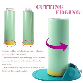 WHITEMOON Cup Edge Tool, Cup Edge Cutter for Custom Glasses, Craft Edging Cutter for Various Cups (Teal)