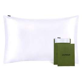 LILYSILK 100% Mulberry Silk Pillowcase for Hair and Skin Grade 6A 19 Momme Both Sides, Envelope Closure Pillow Cases Cover 1Pc, Hypoallergenic Breathable for Beauty Sleep, (Standard 50x75cm, White)